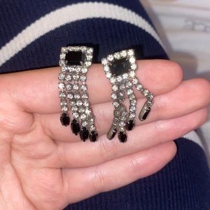 Black and silver dangling earrings